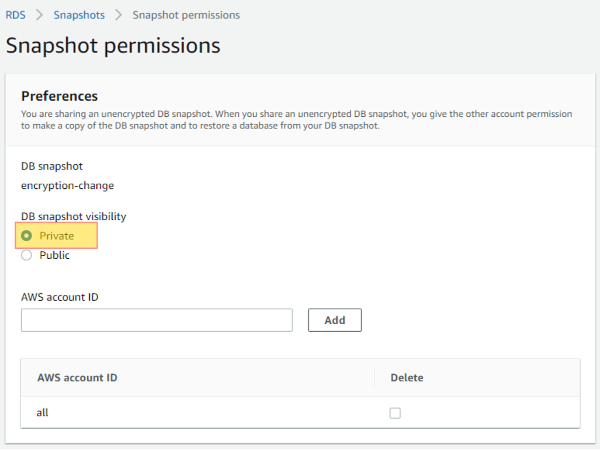 Securing Publicly Accessible Amazon RDS Snapshots Blink